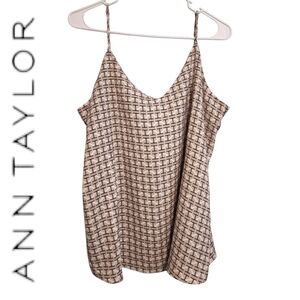 Ann Taylor Sleeveless Cami Strap Top White Navy & Gold XLT NEW NWT
